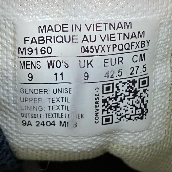 Converse Men’s Size 9.0 All Star Chuck Taylor High Top Shoes Black & White - Picture 10 of 10